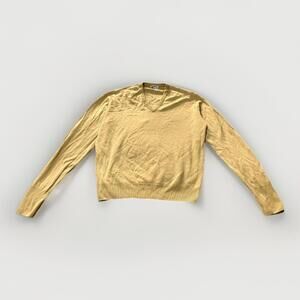 Classic Minimalist Jaeger London Beige Wool Sweater Men’s 40” Long Sleeve